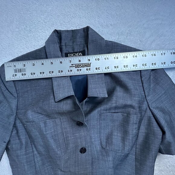 Escada Margaretha Ley Womens Gray Wool-Blend Short Sleeve Blazer Jacket Size 36 - Picture 6 of 8